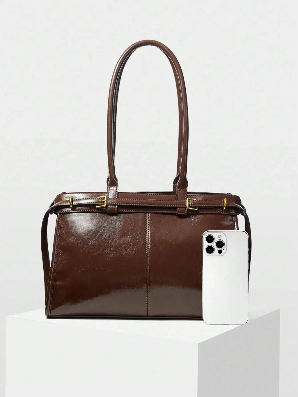 Bolsa Feminina Trabalho Elegante de Ombro com Fivela Executiva Social Preta