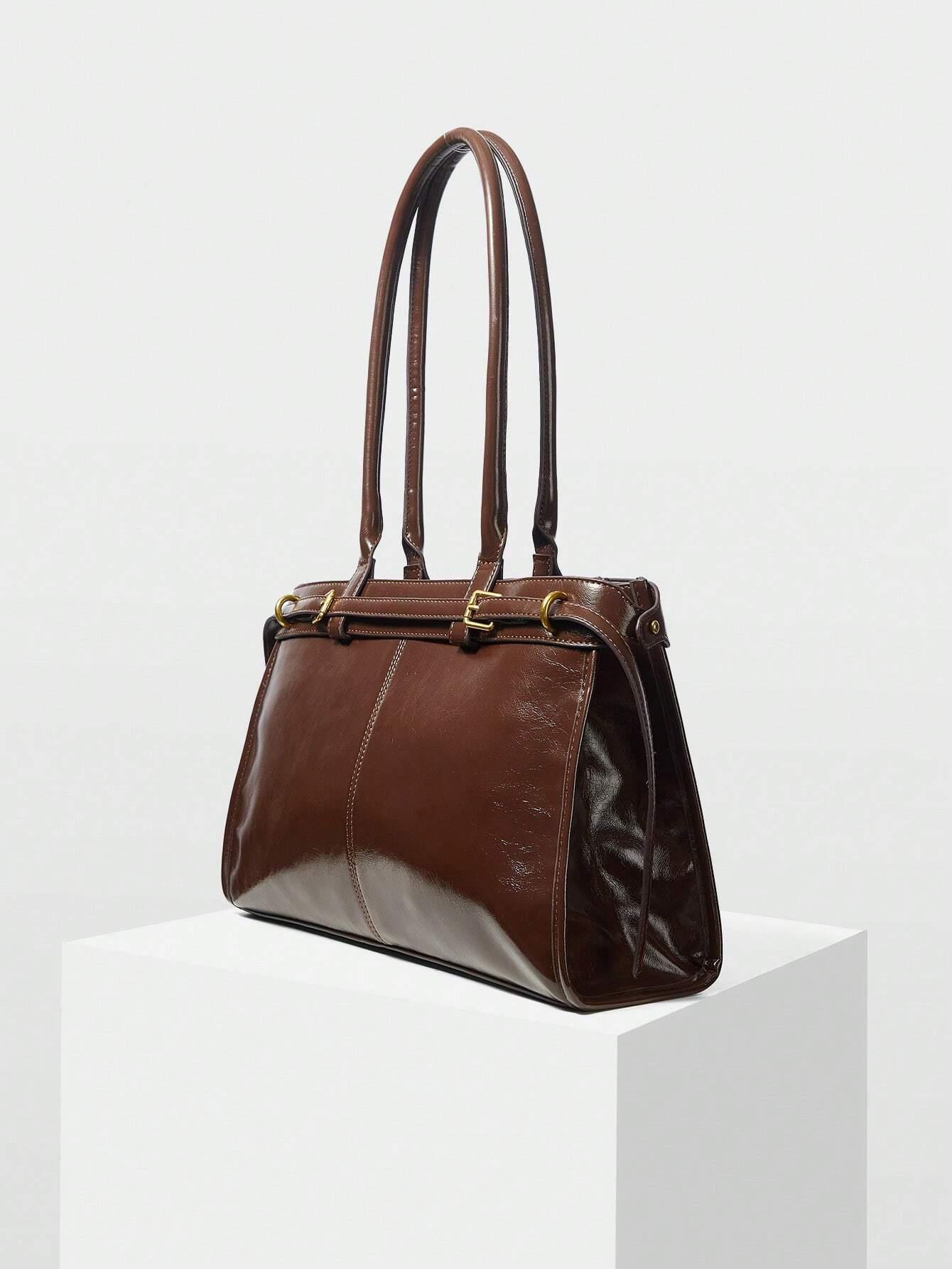 Bolsa Feminina Trabalho Elegante de Ombro com Fivela Executiva Social Preta