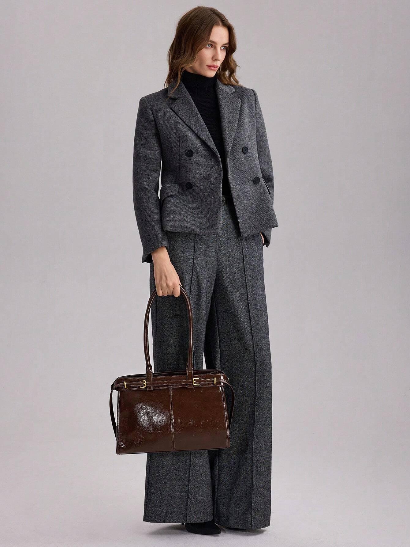 Bolsa Feminina Trabalho Elegante de Ombro com Fivela Executiva Social Preta