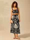 Conjunto Feminino Cropped Saia Longa Estampa Tropical Boho Casual Verão P M G GG