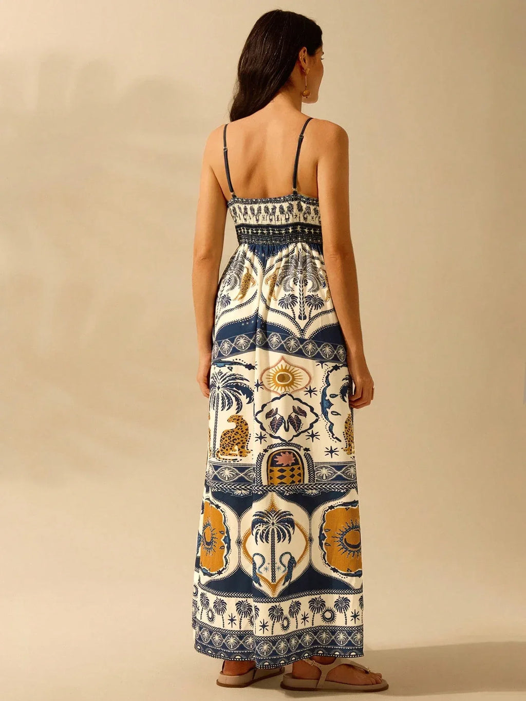 Vestido Feminino Casual Verão Decote V Estampa Leopardo