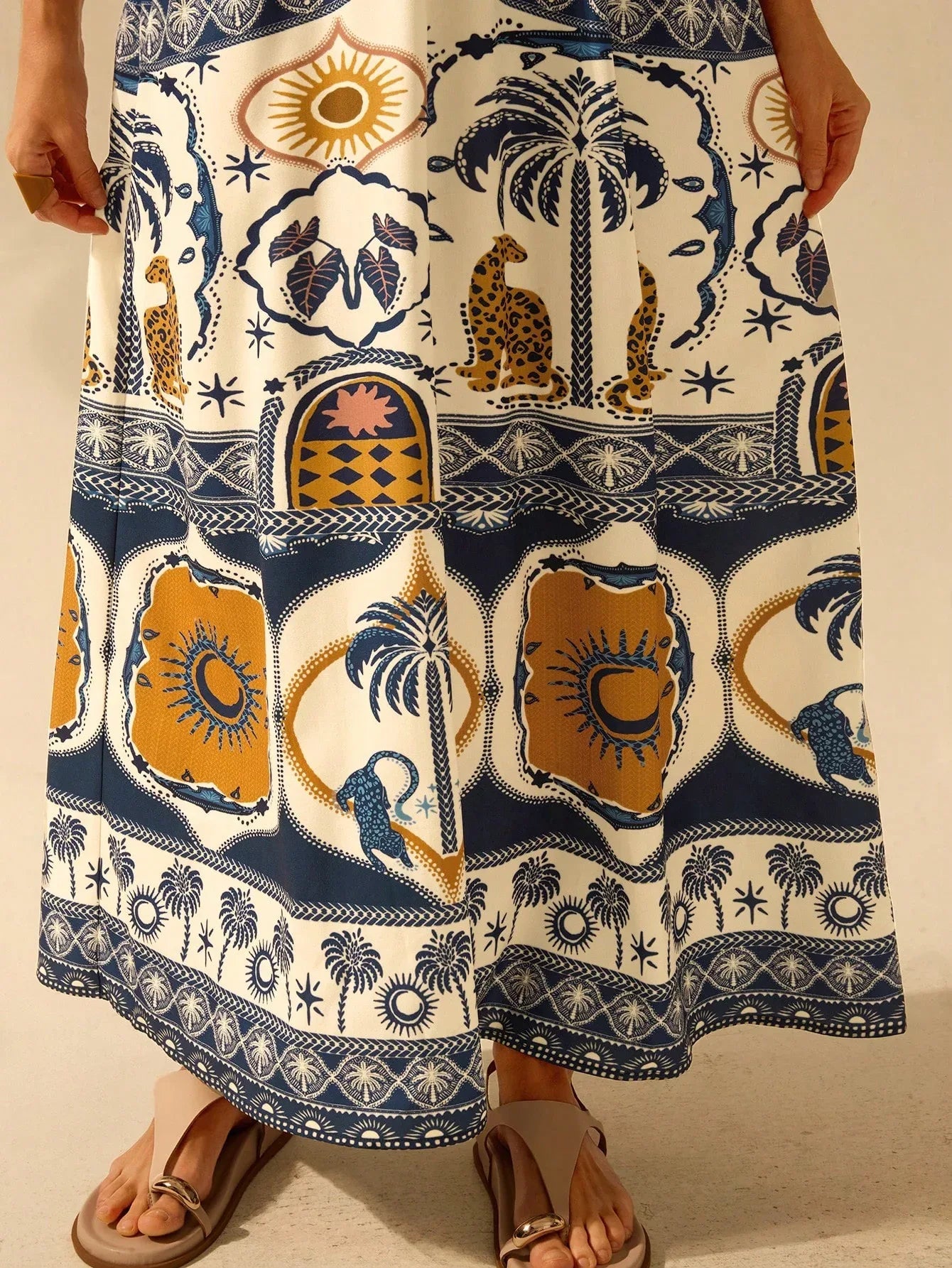 Vestido Feminino Casual Verão Decote V Estampa Leopardo