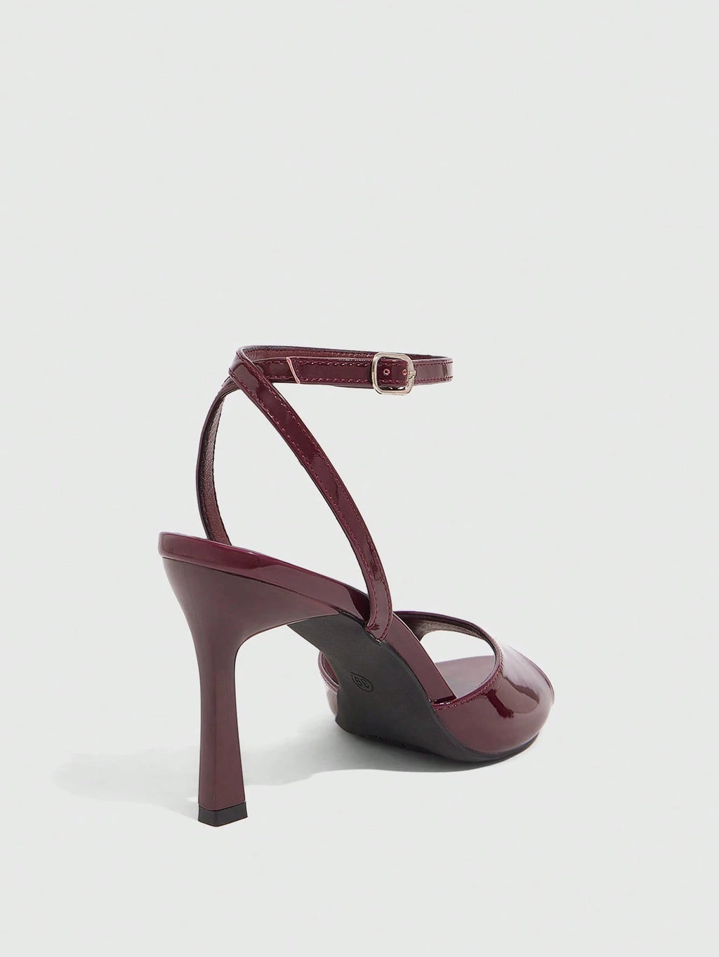 Sandália Feminina Salto Alto Bordô Ajustável Minimalista Casual Confortável