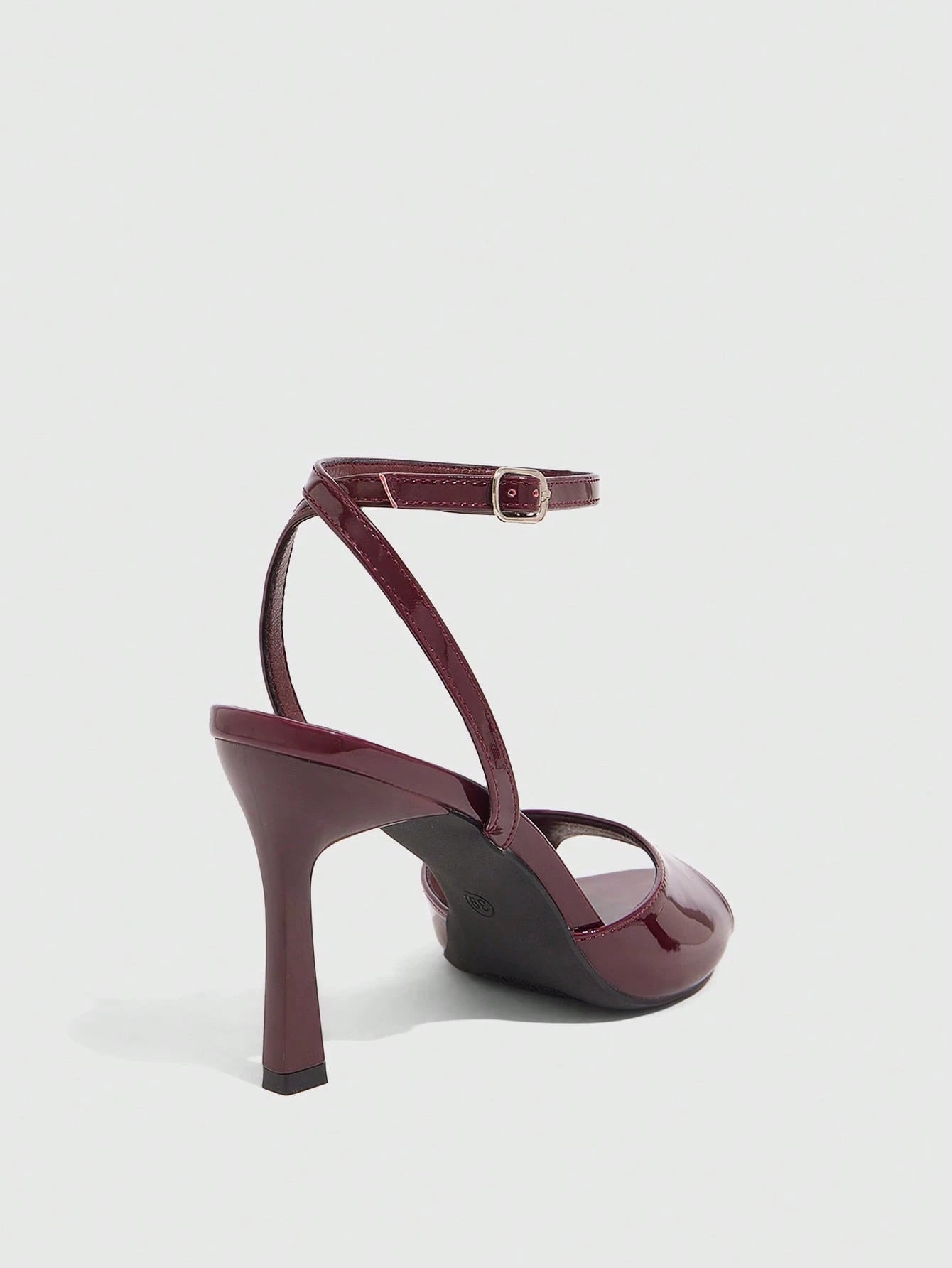Sandália Feminina Salto Alto Bordô Ajustável Minimalista Casual Confortável