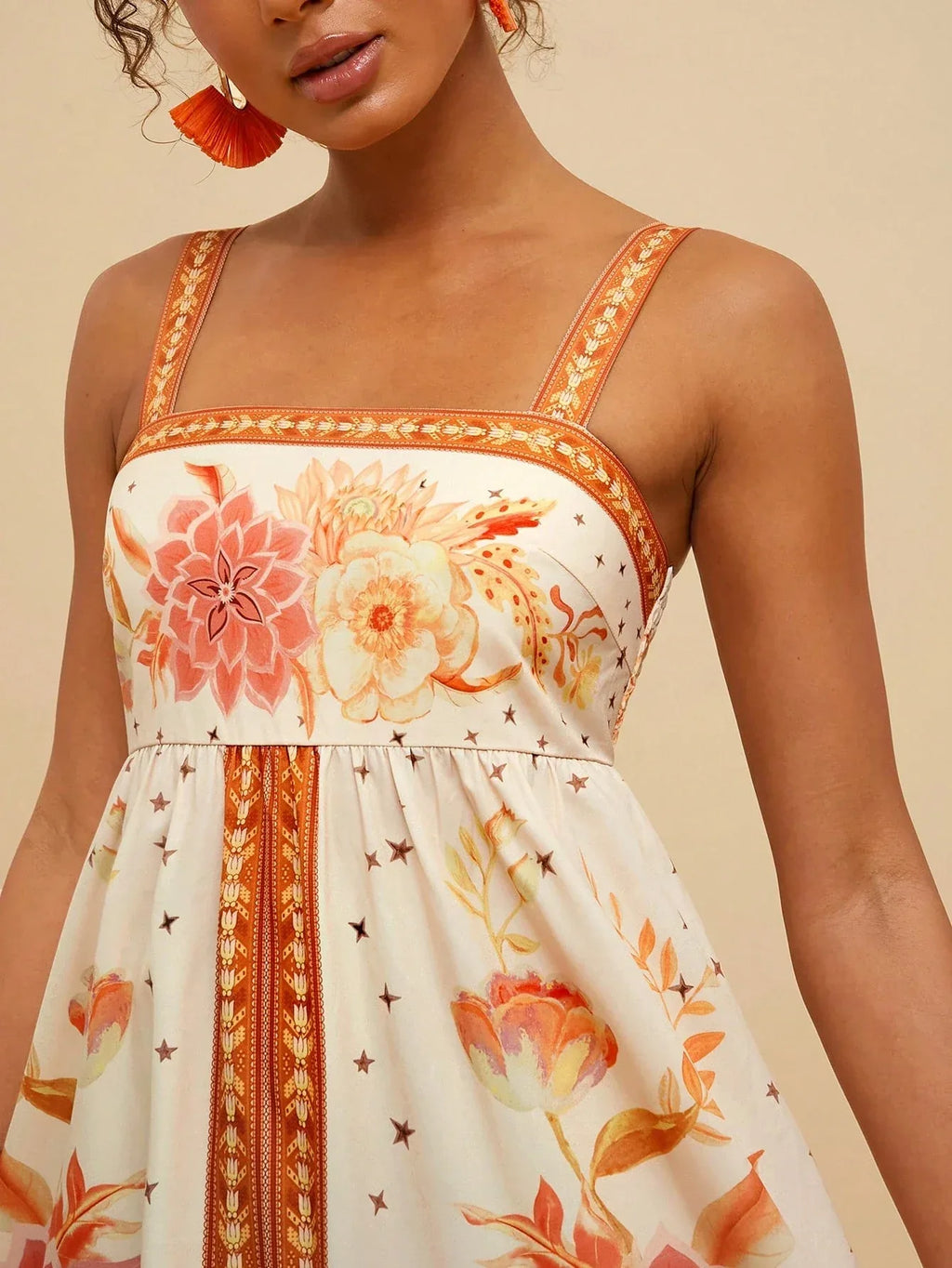 Vestido Feminino Floral Manga Curta Boho Praia Verão Casual