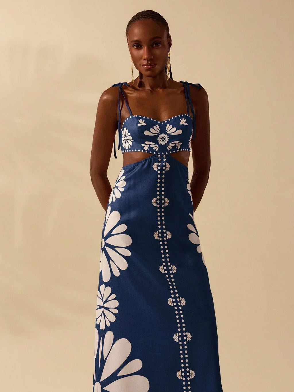 Vestido Feminino Longo Estampado Tropical Laranja Boho Praia Verão
