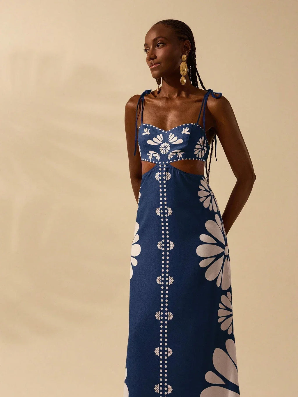 Vestido Feminino Longo Estampado Tropical Laranja Boho Praia Verão