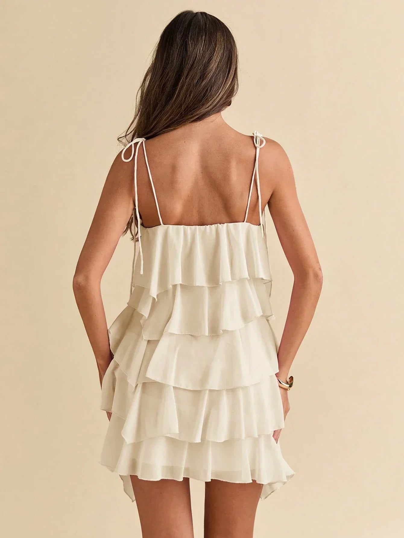 Vestido Feminino Midi Chiffon Alças Franzido Festa