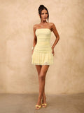 Vestido Curto Feminino Amarelo 
