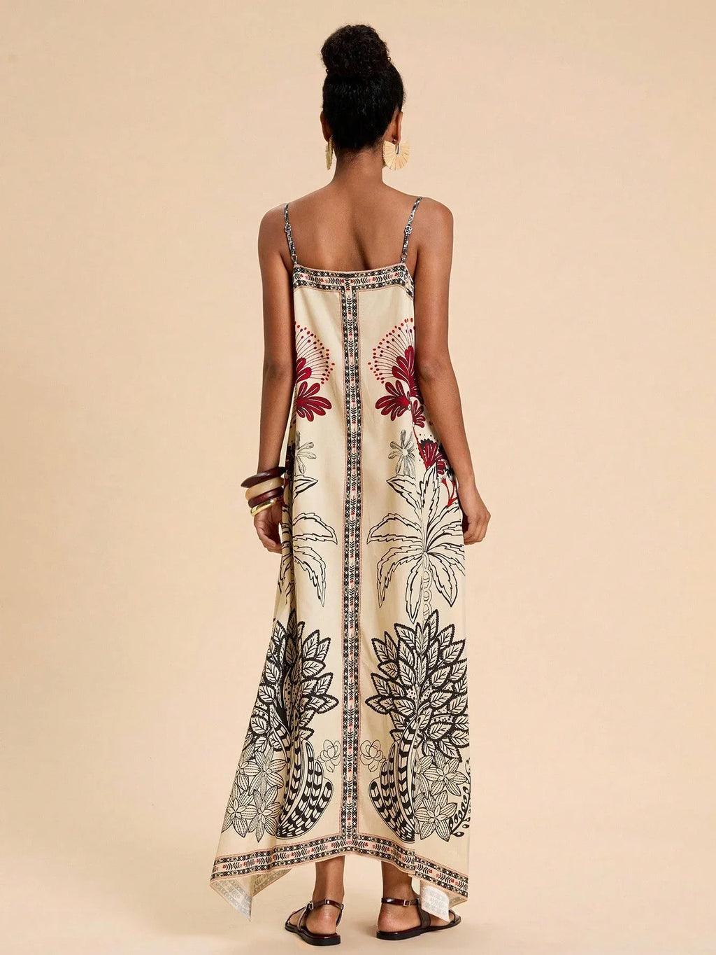 Vestido Feminino Estampado Alça Fina Verão Praia Casual