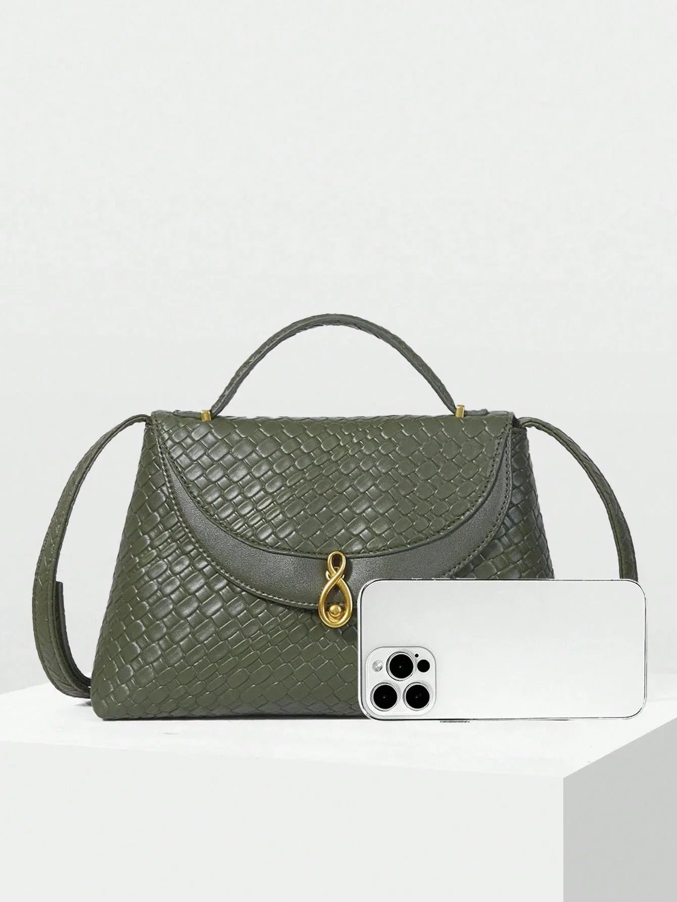 Bolsa Feminina Couro Sintético Transversal Alça de Mão