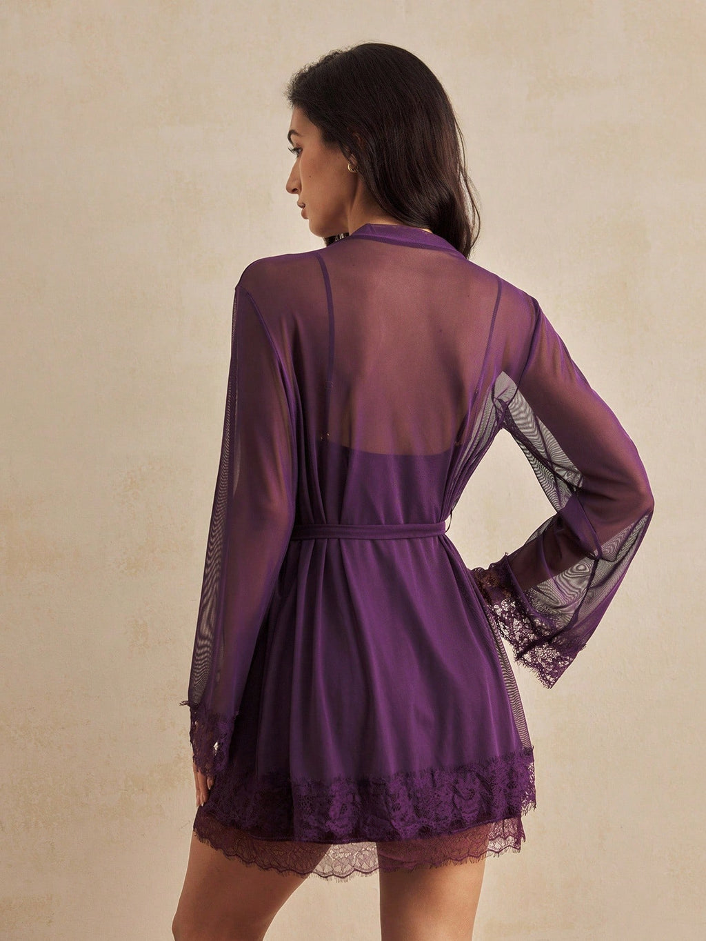Conjunto Íntimo Feminino Camisola Robe Renda Lingerie  Baby Doll