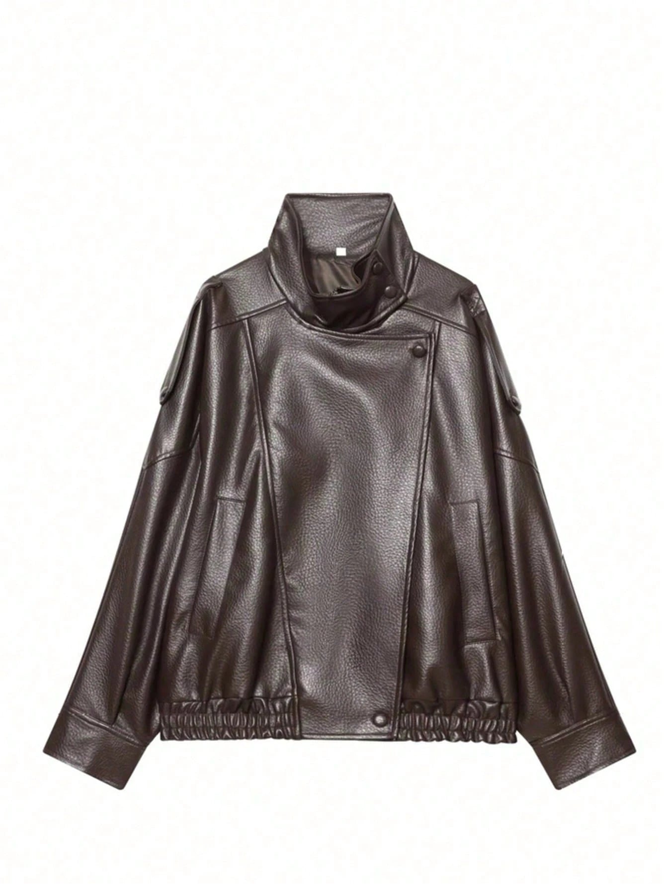 Jaqueta Feminina Couro Sintético Outono Inverno Casual Minimalista Versátil P M G GG