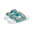 Sandália Feminina Papete Azul Flat Confortável Casual Elegante Leve